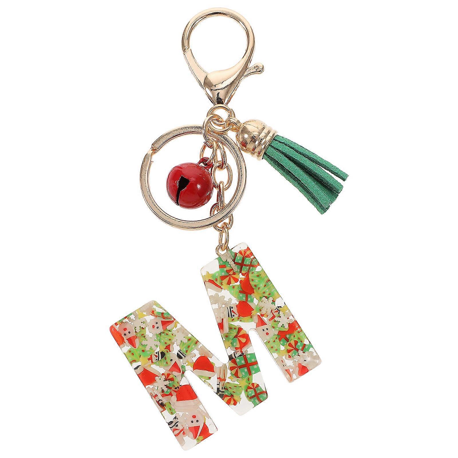 Christmas Keychain Multicolor Letter Resin Keyring Bag Charm Key Chain Backpack Charm