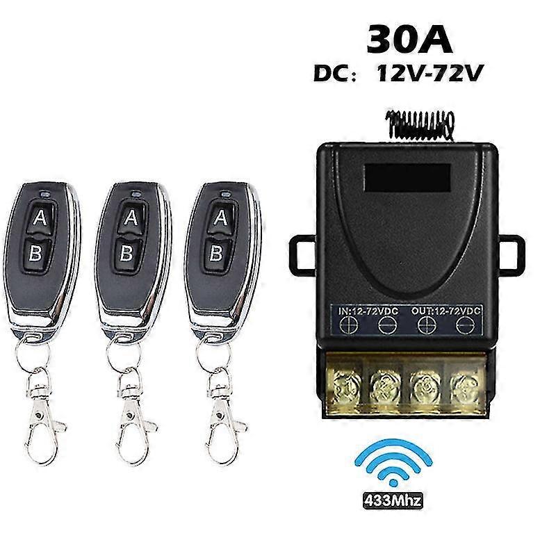 Rf 433mhz Wireless Remote Control Switch Dc 12v 24v 48v 72v 30a Relay Receiver 50 Meters Range Remote Control For Led Fan Yalo