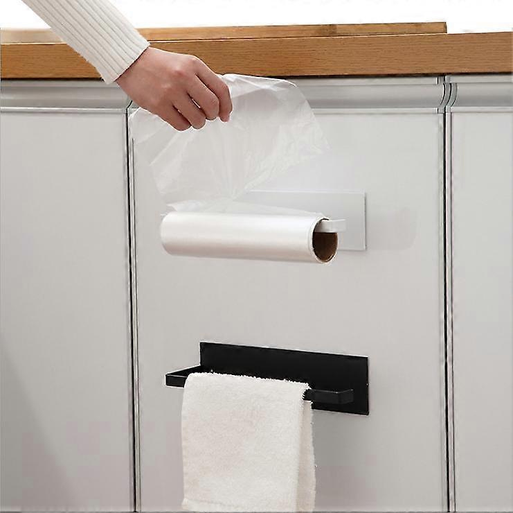 Roll paper towel storage rack hanging non-perforated wall-mounted kitchen bathroom