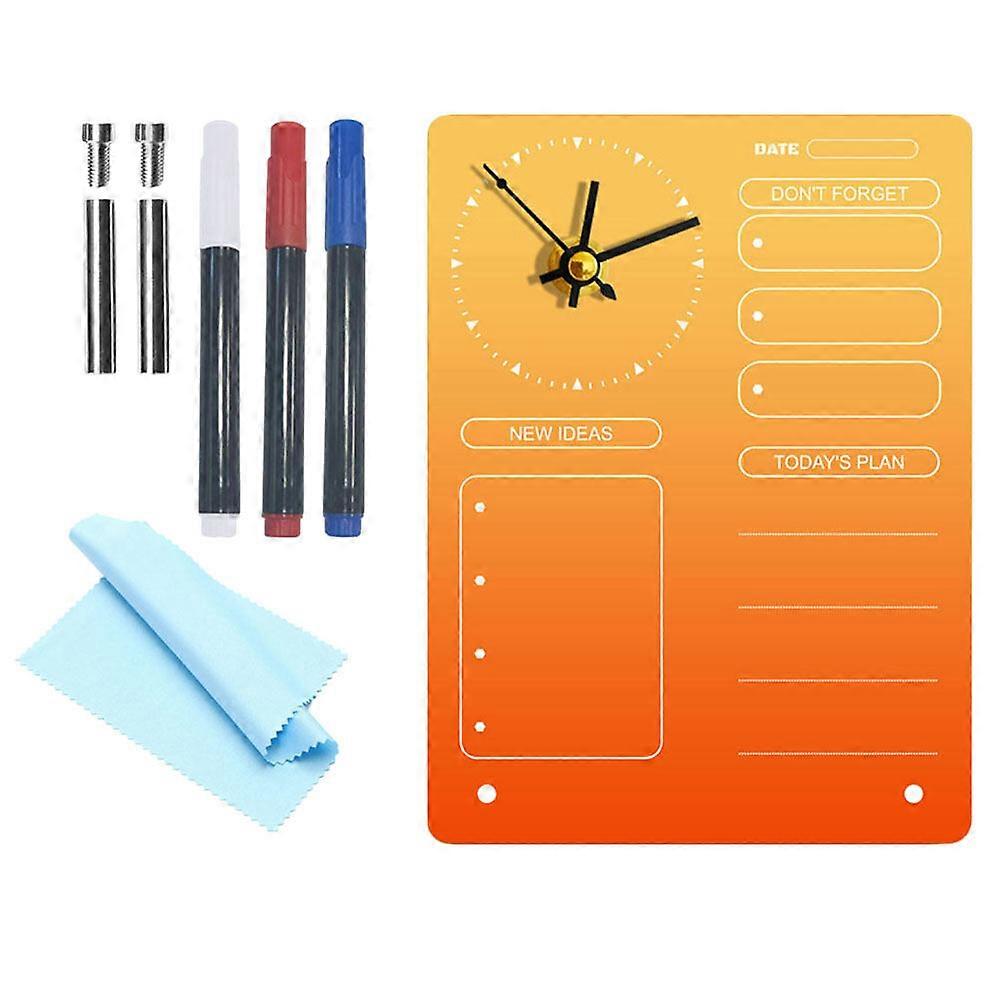 1 Set of Acrylic Board for Table To Do List Board Plans Writing Board with Clock Clear Board