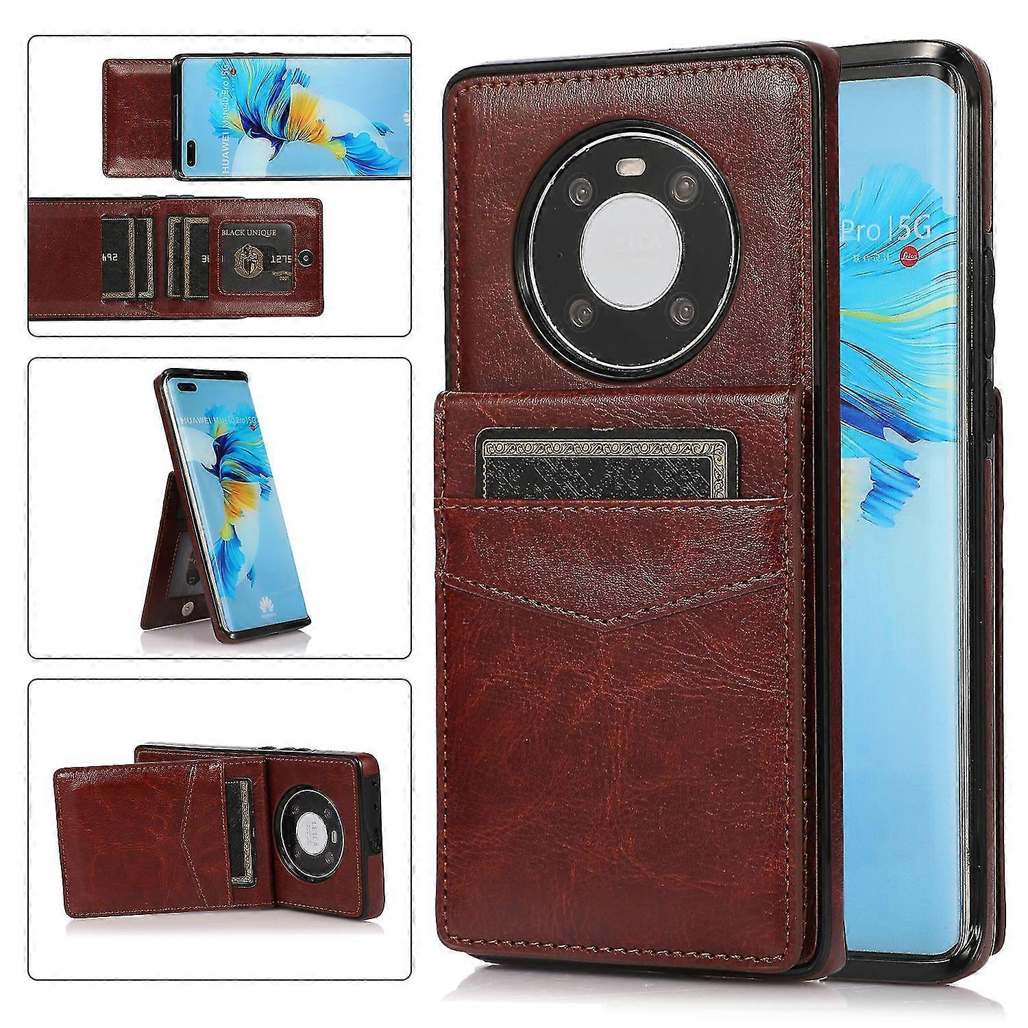 بسيطة الأعمال نمط بو الجلود القضية لهواوي ماتي 40 مع حامل بطاقة، وظيفة المحفظة، وظيفة الحامل العمودي، الحماية من السقوط