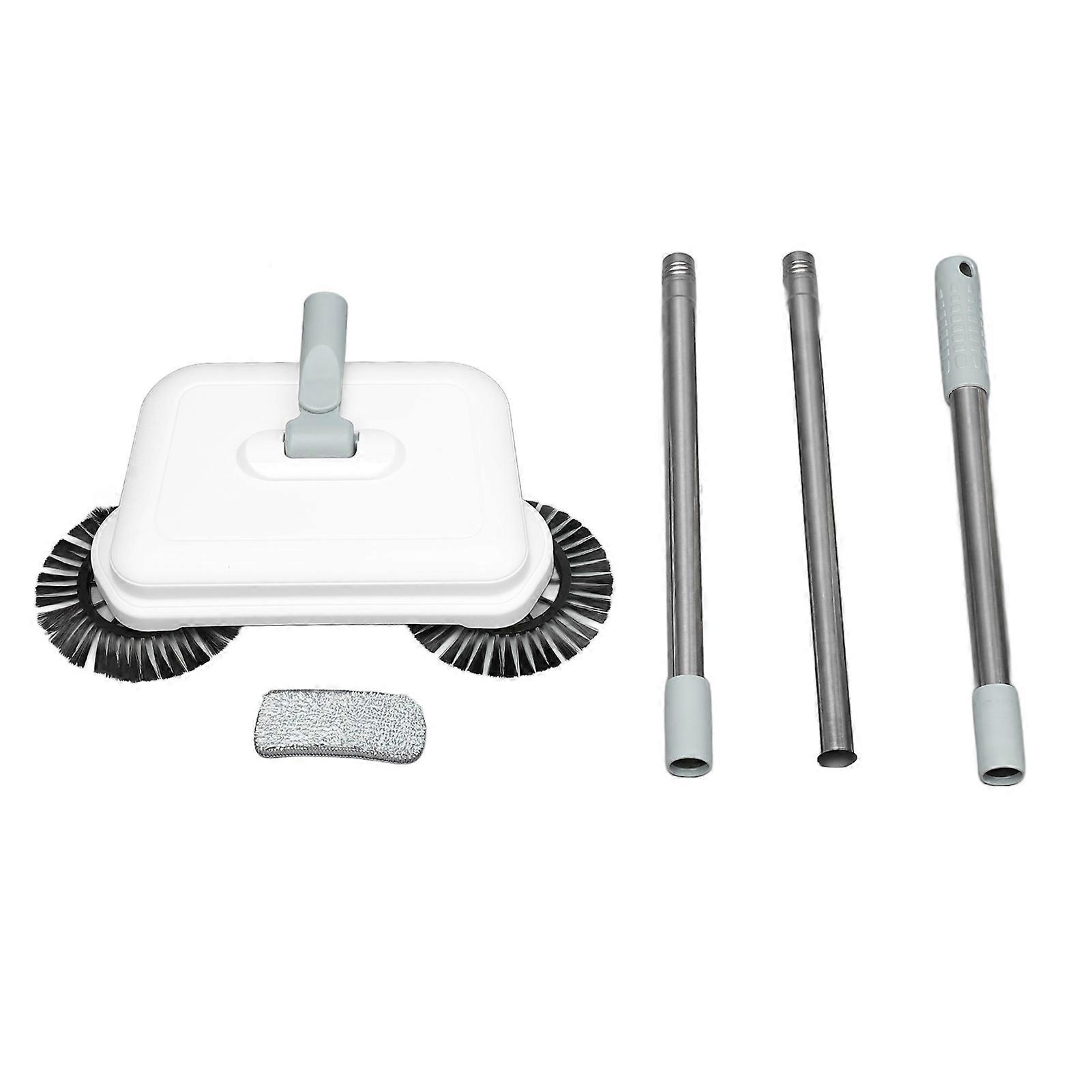 Hand Push Sweeper 2 in 1 Wet and Dry Use Manual Cleaner, 360 Degree Rotating Quiet Sweeping Mop for Wood and Tile Floors
