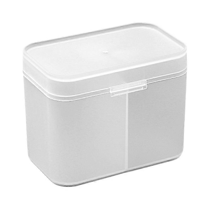 Cotton Pads Organizer Multi-purpose Dust-proof Transparent Visible Desk Independent Double-Compartment Storage Box for Bathroom Qinhai