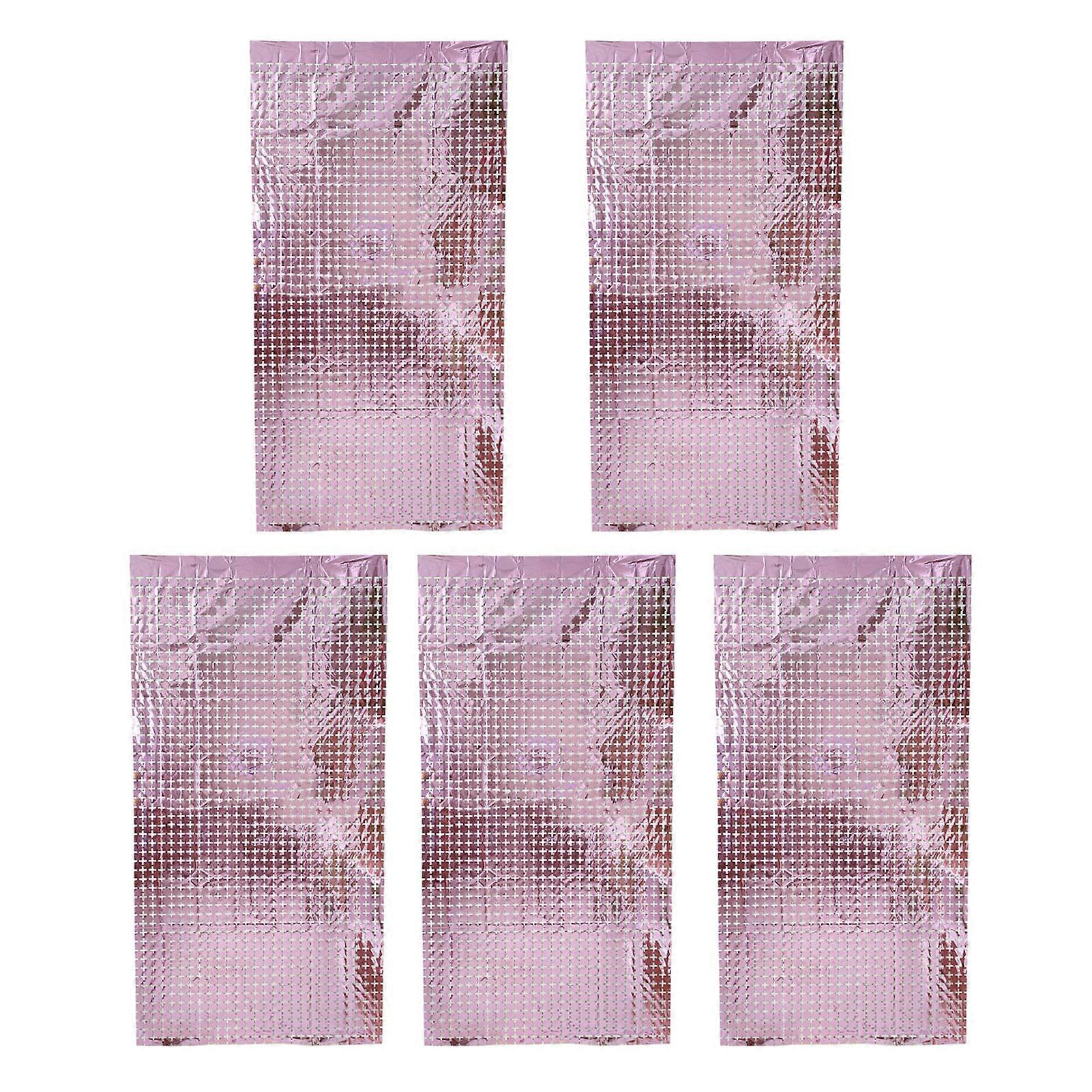 5Pcs Square Tinsel Curtain Party Backdrop Glitter Foil Fringe Curtain Party Decor Photo Booth Backdrop Streamers QingHai