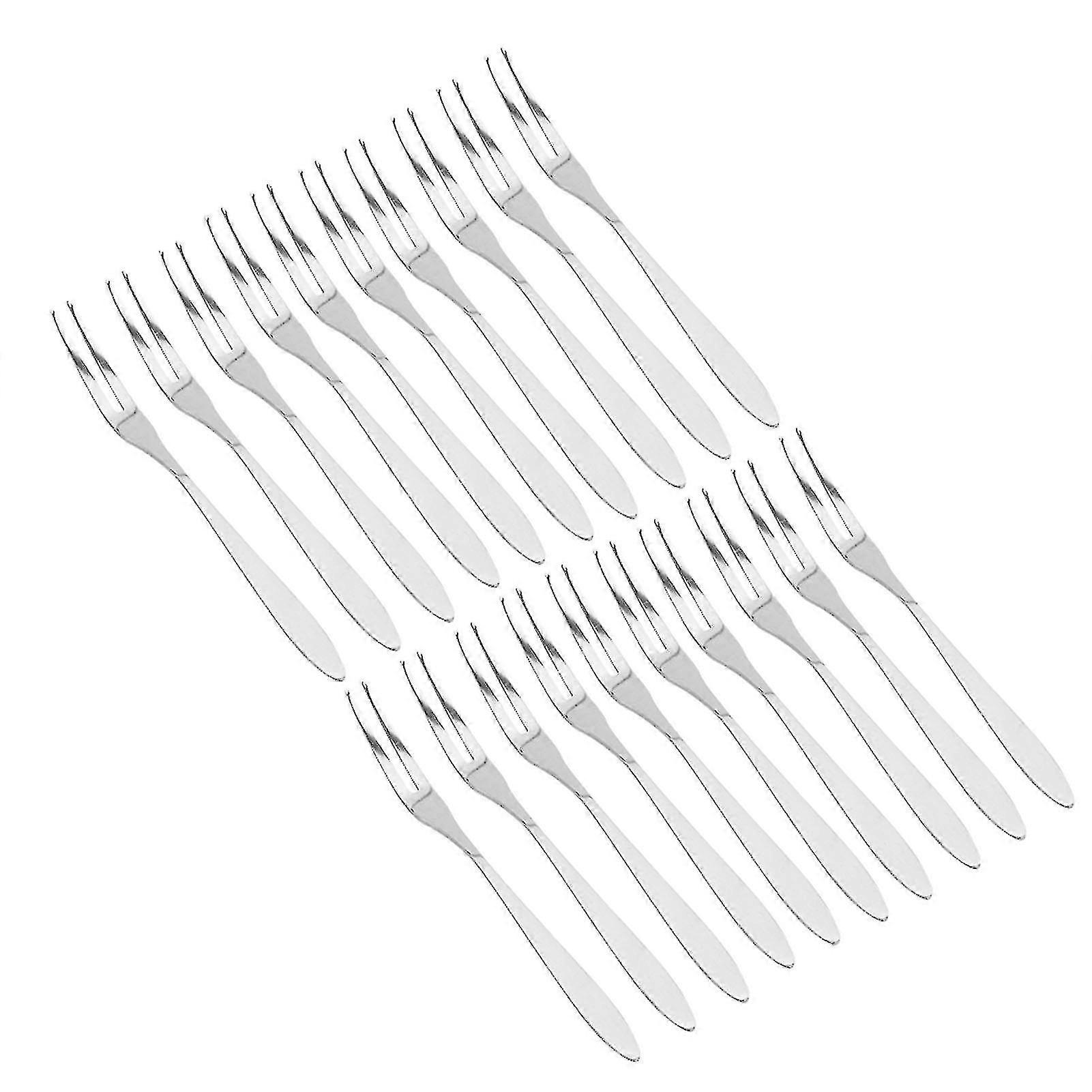 20pcs/set Stainless Steel Fruit Fork Comfortable Long Handle Cake Desert Fruit Serving Forks