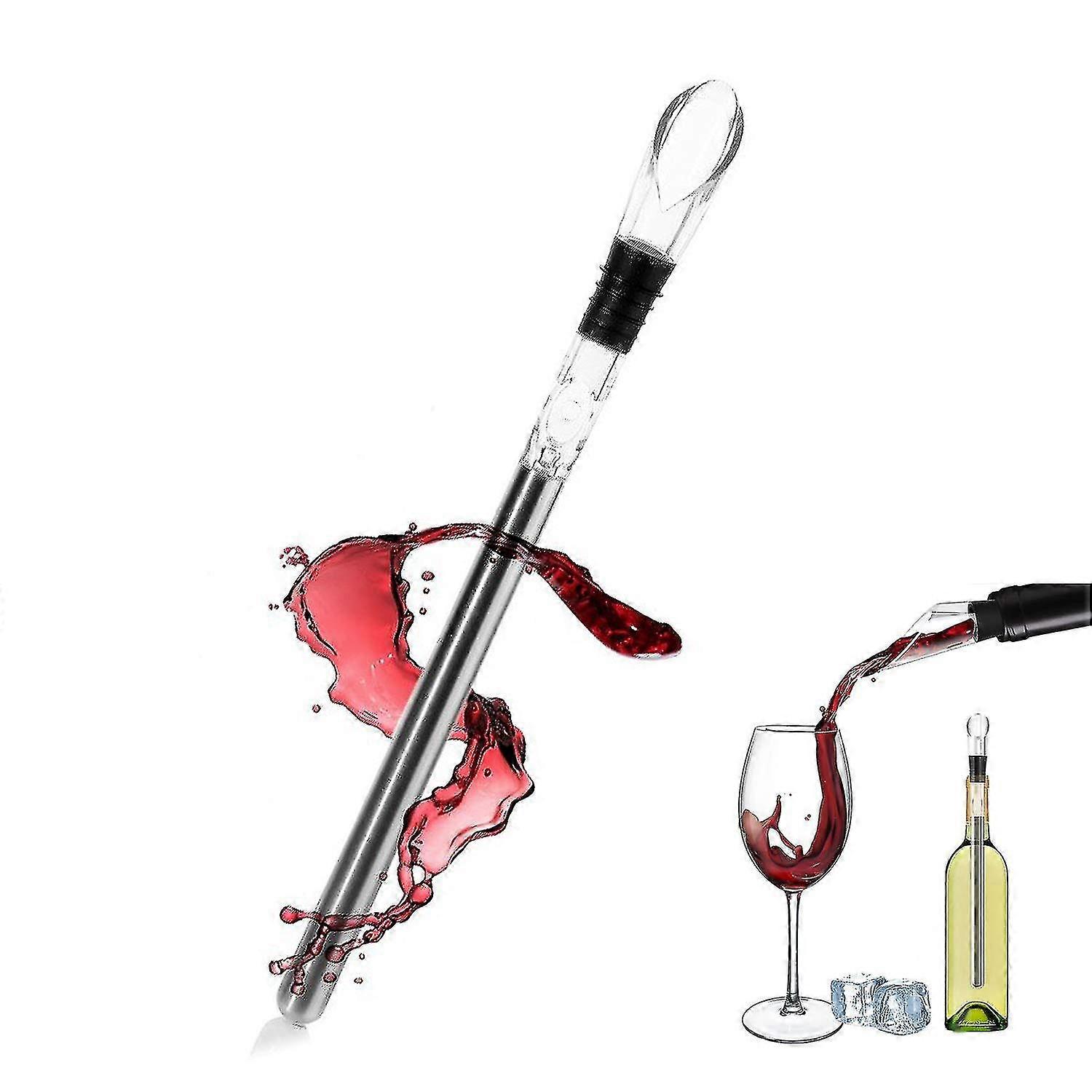 2 Pack Wine Chiller Stick Aerator Pourer,3 In 1 Wine Chilling Rod