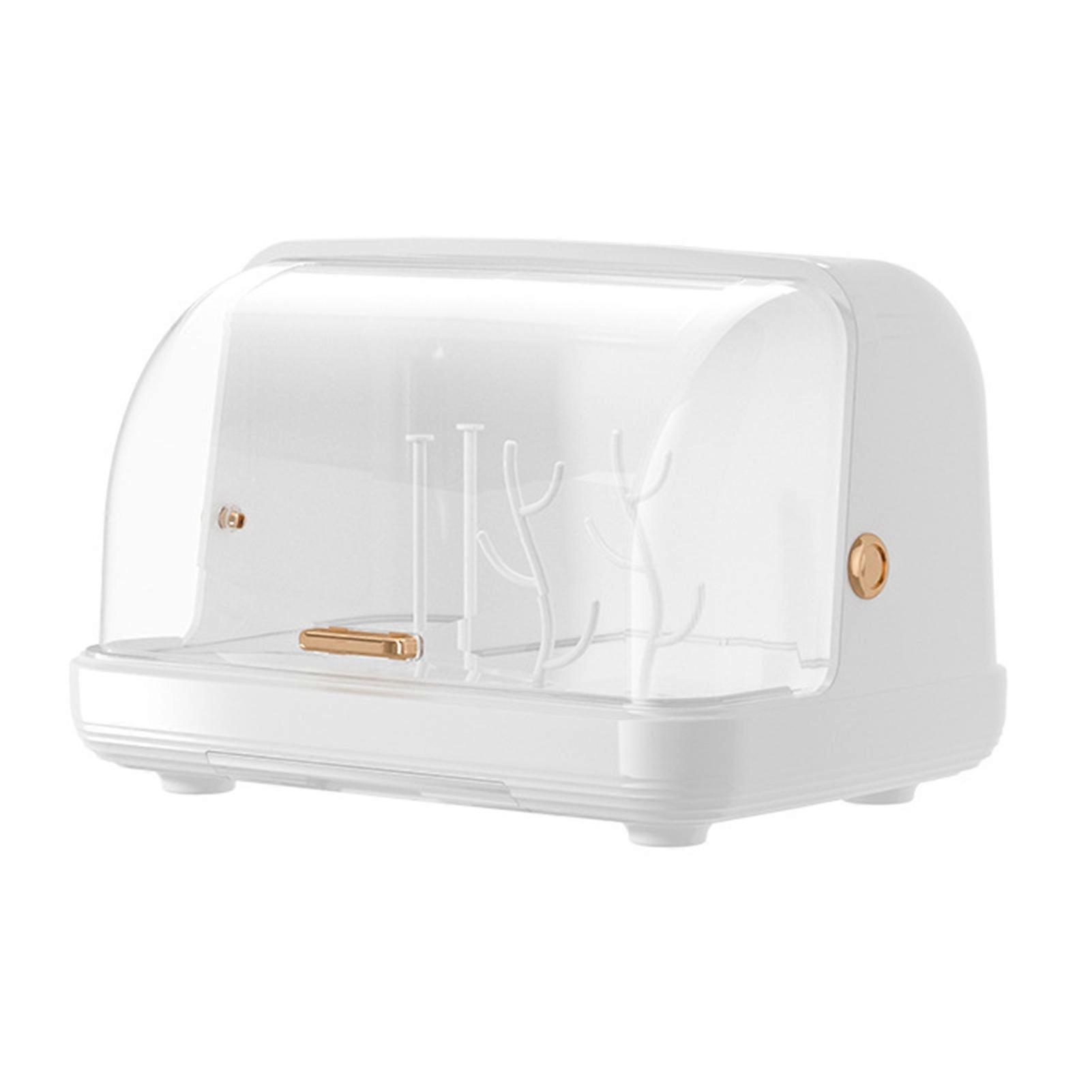 Baby Bottle Drying Rack with Cover 360-Degree Sealing Kitchen Cabinet Organizer Bottle Holder for Valves Straws Nipples Space-Saving Countertop Dryer