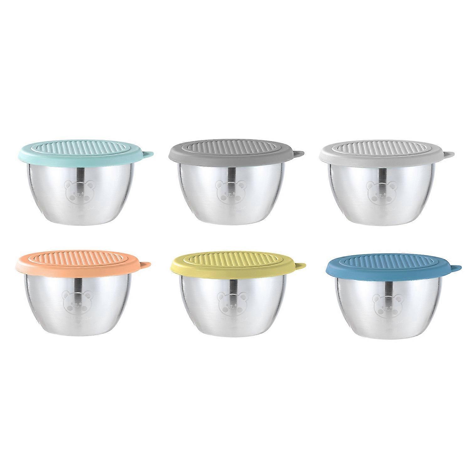 3/6Pcs Sauce Cups Salad Dressing Containers 50ml Reusable Leak-Proof Stainless Steel Sauce