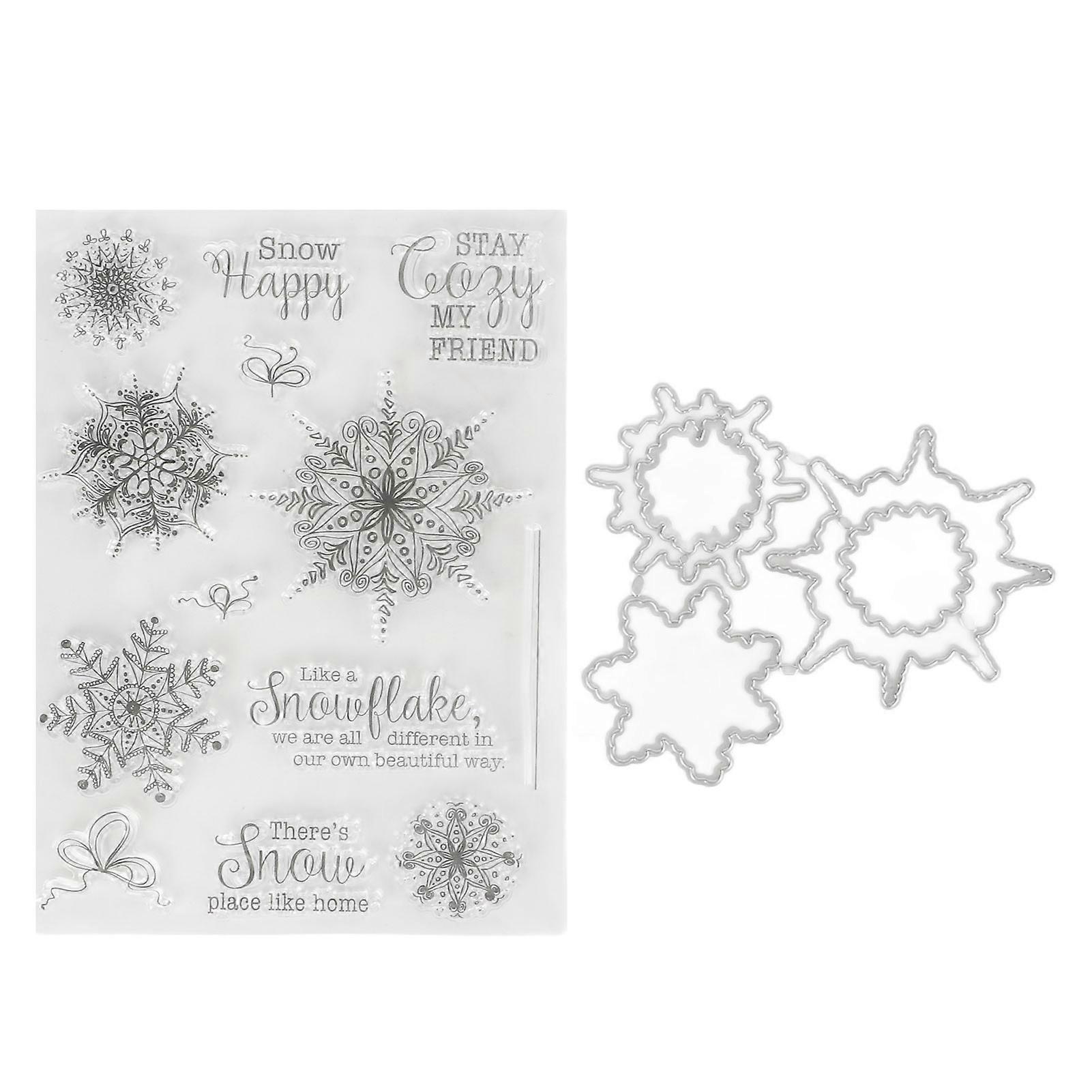 Clear Stamp Snowflake Theme Safe Durable Reusable TPR Material Easy Operation Transparent Stamp with Die Cut