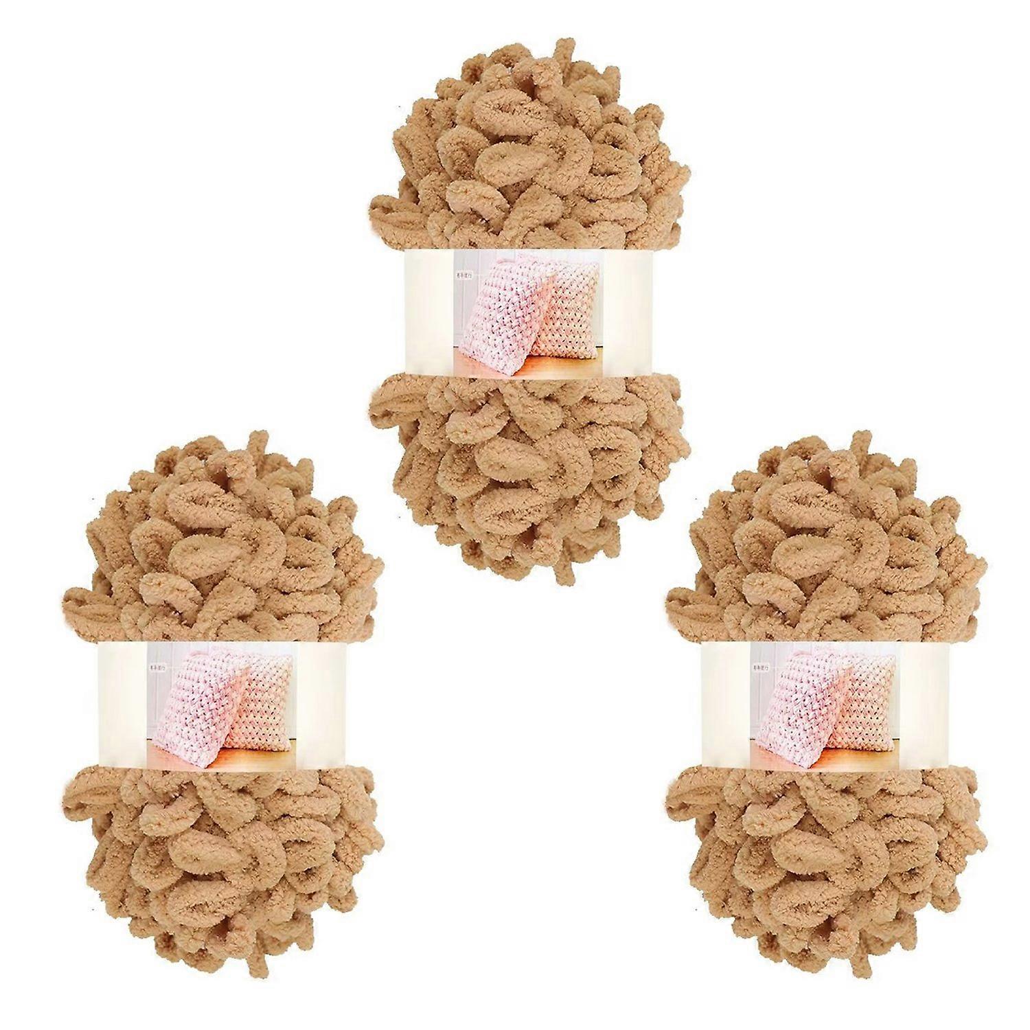 3 Rolls Loop Yarn Finger Knitting Yarn No Need Hook Yarn Fluffy Finger Loop Yarn for Beginners