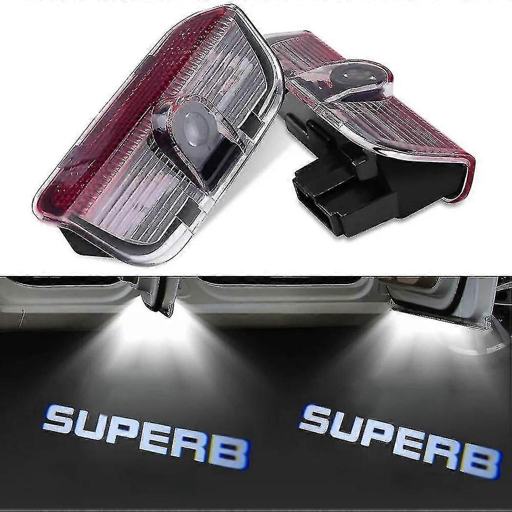 Jinzhaolai 2pcs Welcome Logo Laser Car Door Light Projector Lamp Led Courtesy Light For Skoda Superb 2009-2018 Mk2 Mk3 Superb Accessories Boris