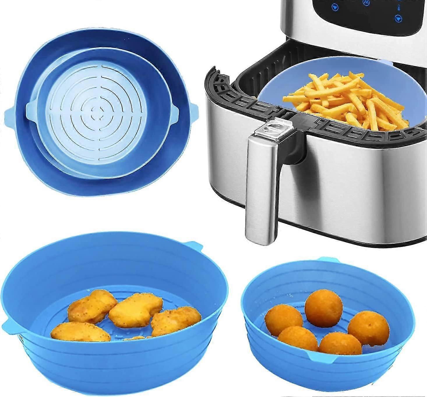 2パックエアフライヤーシリコンポット、6 / 7.8インチシリコンエアフライヤー再利用可能なラウンドライナー、簡単なクリーニング、食品安全シリコンエアフライヤーバスケットオーブンアクセサリー