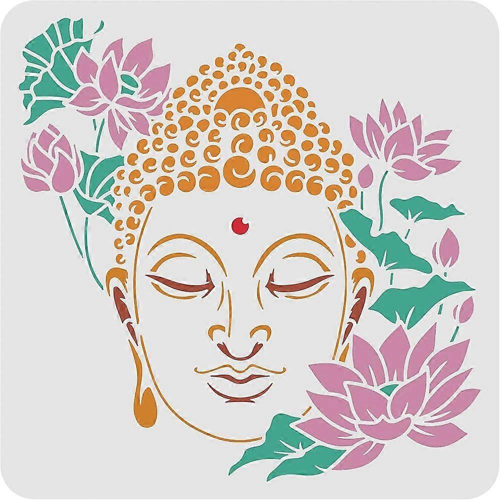 1pc Plastic Reusable Drawing Painting Stencils Templates for Painting on Scrapbook Fabric Tiles Floor Furniture Wood Square Buddha Pattern 300x300mm