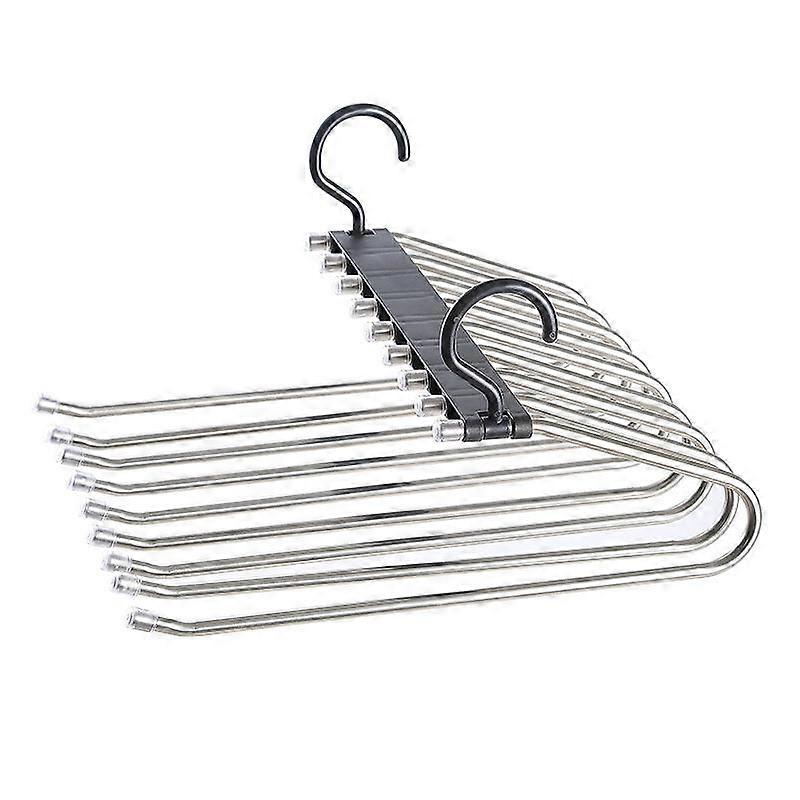 Multifunctional Household Stainless Steel Folding Pants Rack Wardrobe Storage Magic Pants Clip No Trace Non-slip Hanging Pants Rack
