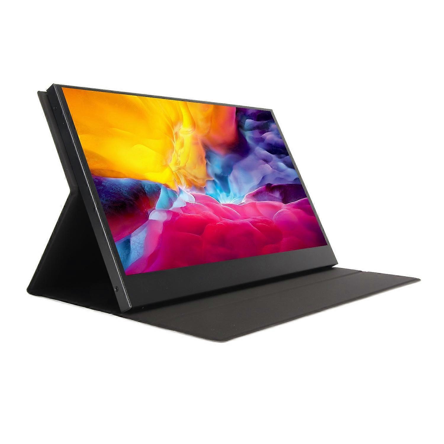 Portable Monitor 13.3 Inch FHD 1920x1080P Plug and Play Computer External Screen for PC with Leather