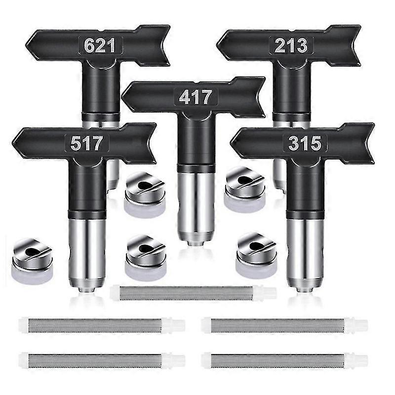 5pcs Spray Tips Reversible Airless Paint Sprayer Nozzle Tips And 5 Airless Spray Machine Filter Rep