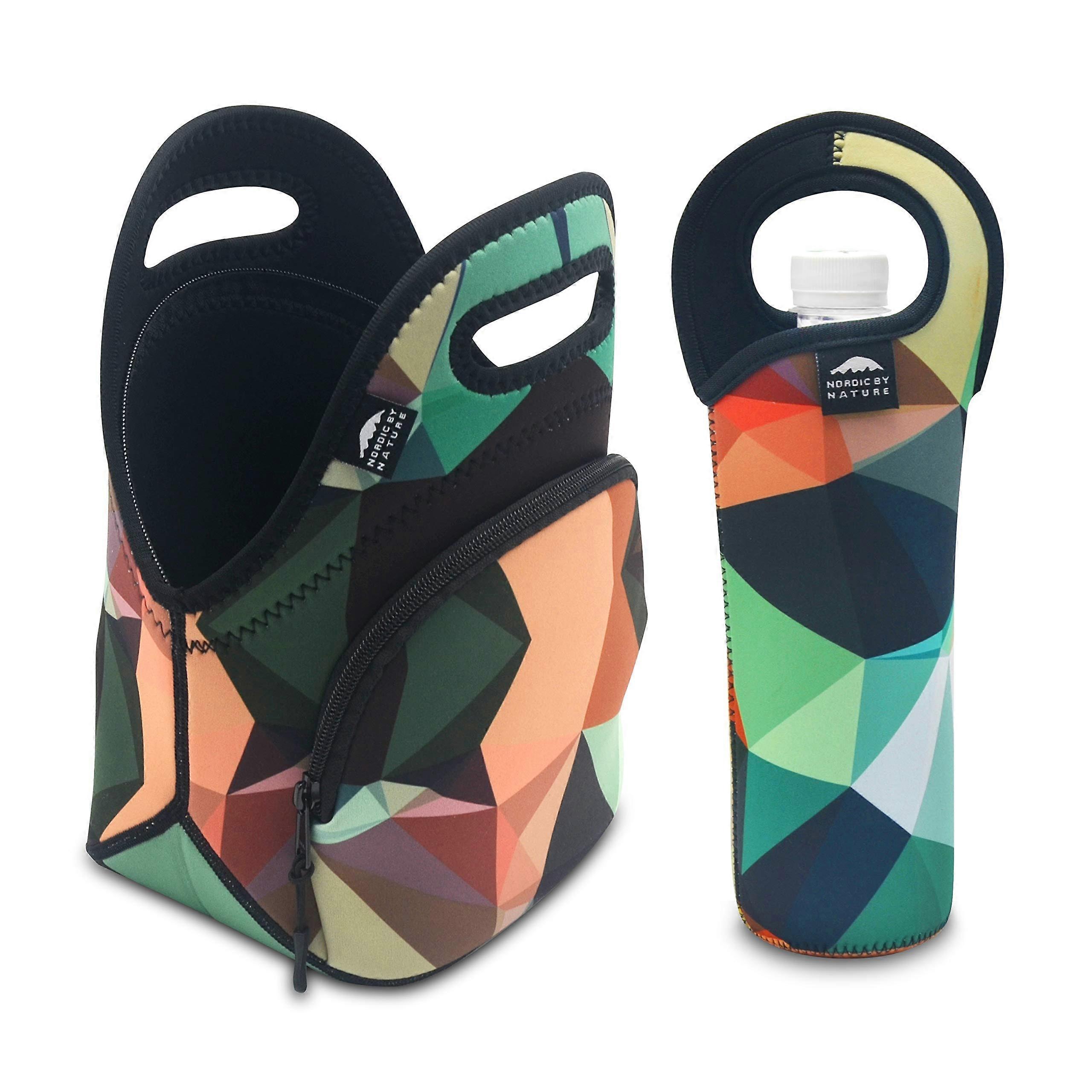 Mosaic camo neoprene insulated lunch bag with features