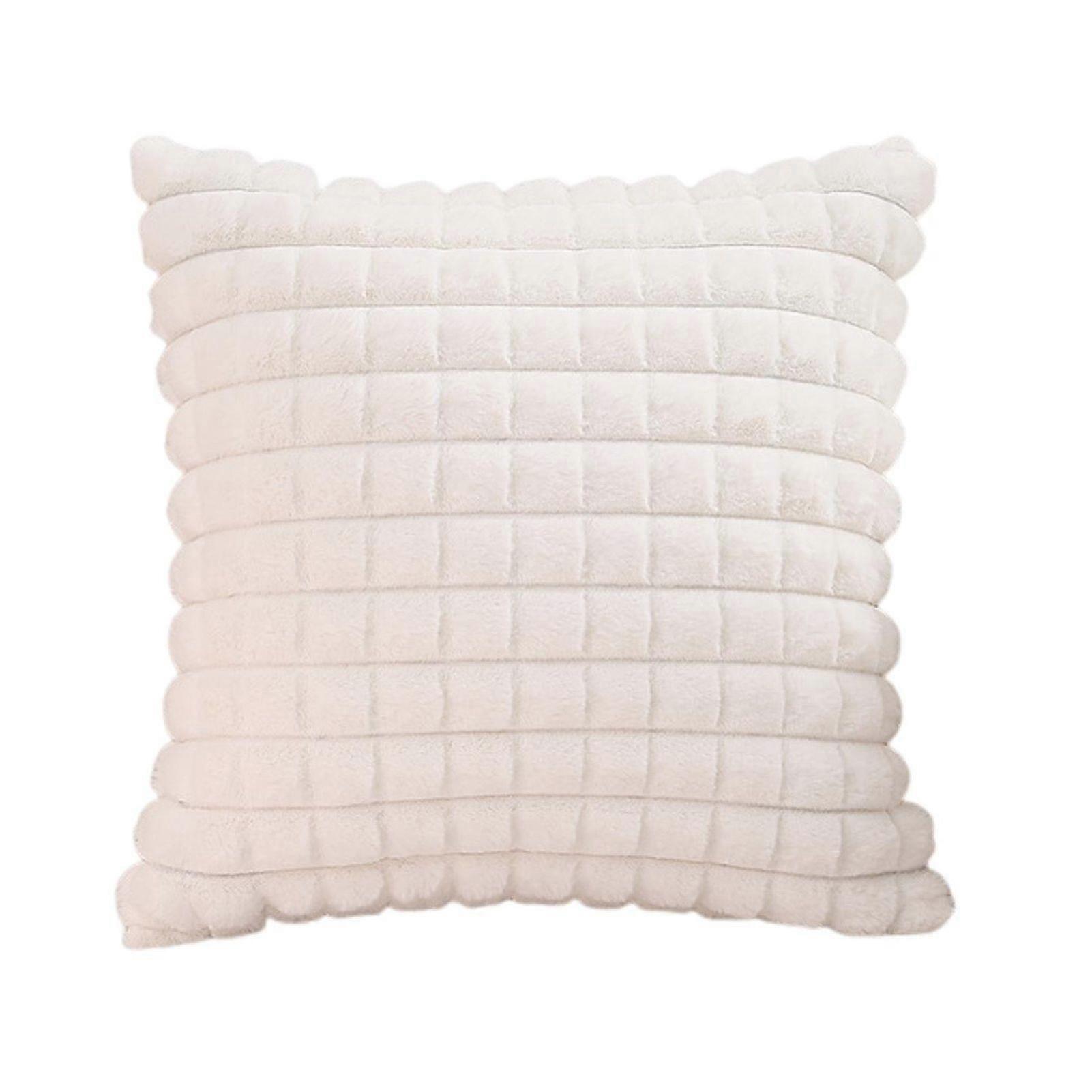 Plush Lattice Pillow Cover for Living Room Bedroom Ultra-Soft Luxurious Solid Color Sofa Cushion Case