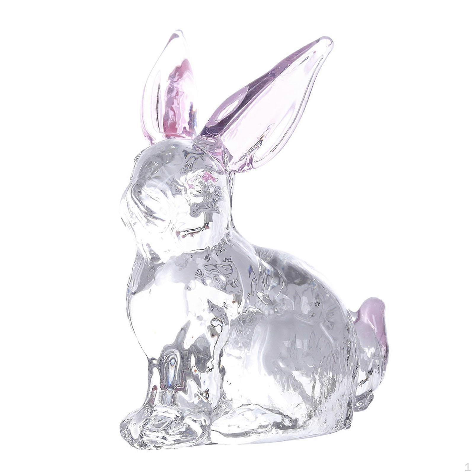 Easter Rabbit Figurine Animal Sculpture Bunny Statue Glass Modern Desktop Ornament for Desk