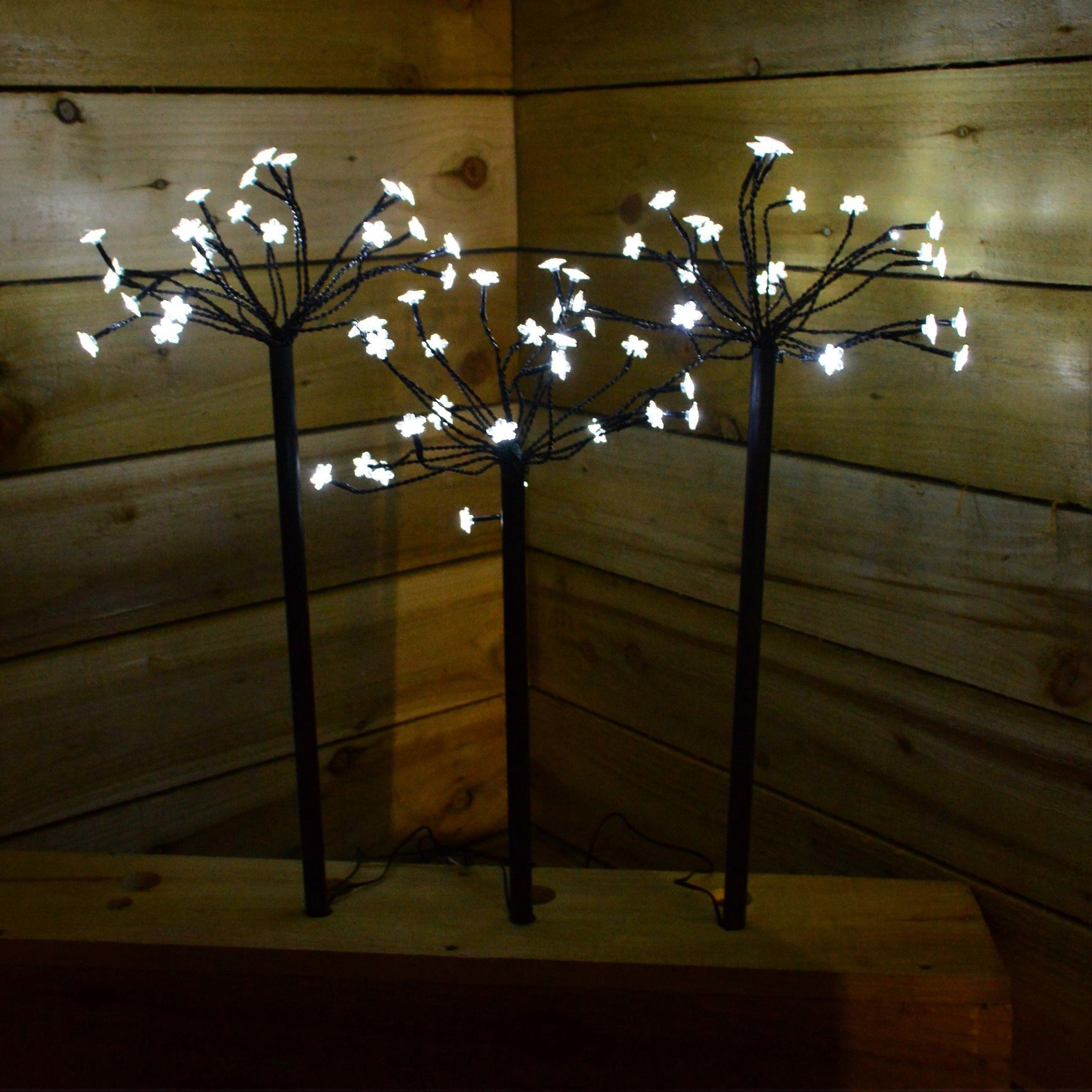 3 X 50cm Cool White Christmas Snowflake Sparkler Path Lights (72 Leds) & Timer