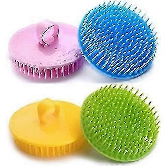 Hair Scalp Brush - Dandruff Cleaning Shampoo Brush, Massager Set of 4 (Blue, Green, Yellow, Pink)