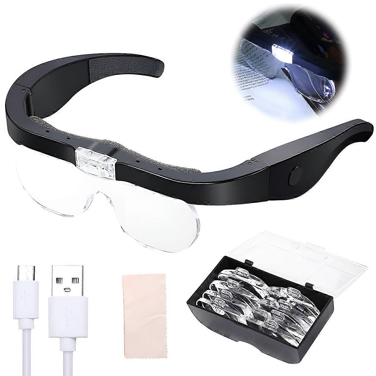 Magnifying Glasses with Light, Head Magnifier Glasses Eyeglasses Magnifier for Hobby, Crafts, Reading and Close Work