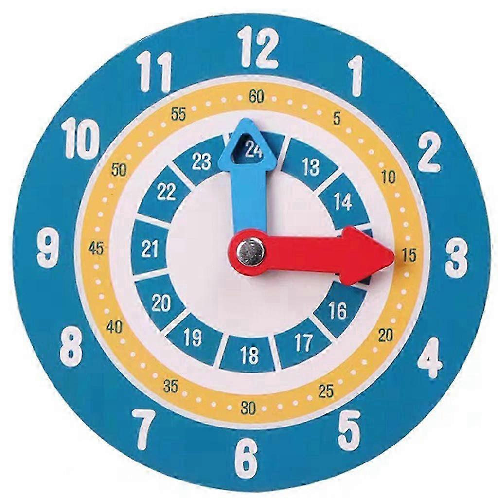 Teaching Clock Math Toy Wooden Educational Toy with Moveable Hands for Children