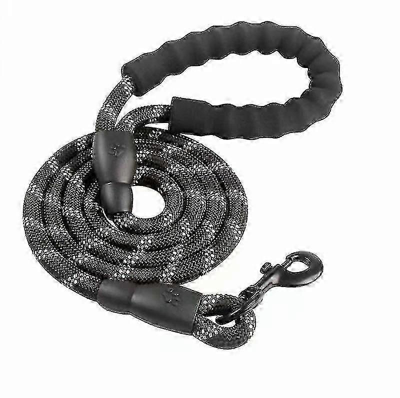 مقود الكلب ، مقود حبل الكلب مع مقبض مبطن ناعم ، أسلاك عاكسة للغاية ، أكياس نفايات وموزع ، سلك مقود بطول 1.5 متر لجميع الأحجام ، أسود