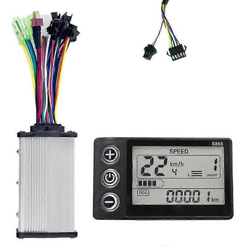 S866 Controller Panel Dashboard+36V 350W Sine Wave Controller Electric Bike LCD Display for E-Bike