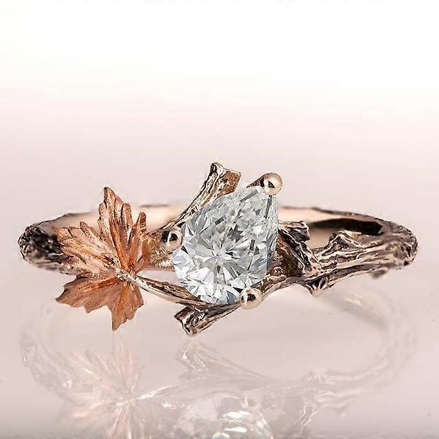 Twig And Leaf Engagement Ring ,Gemstone Engagement Ring ,Maple Leaf Ring