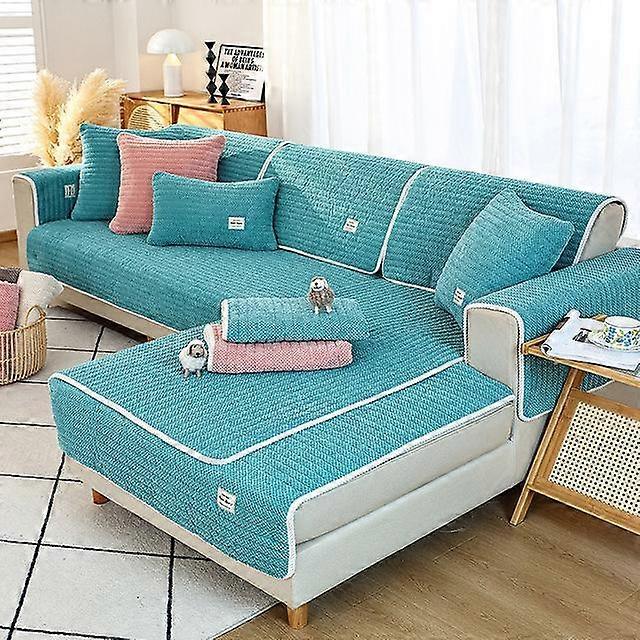 Corduroy Plaid Sofa Cushion Thickened Non -Slip Cushion Simple Modern Living Room Sofa Cover Plush Warm Universal Seat Cover