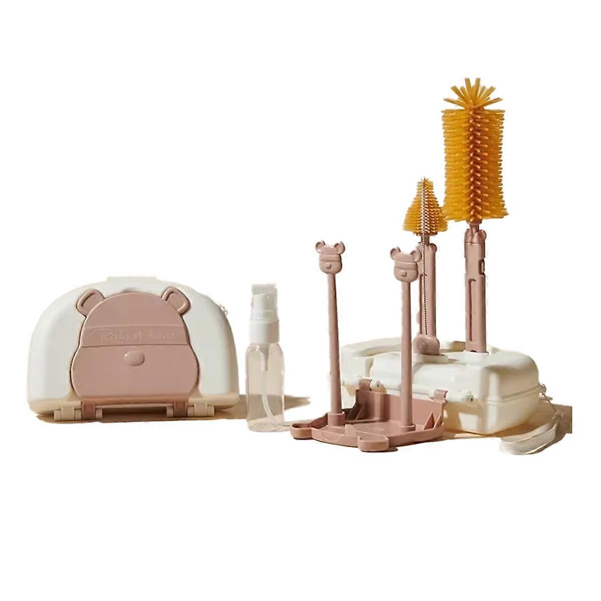Baby Bottle Cleaning Kit with Drying Rack, Silicone Brushes, Straw & Nipple Cleaner, Storage Box