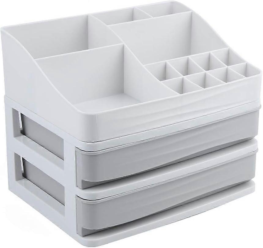 Adjustable Storage Cosmetic Organizer, Space-saving for Dressing Tables, Grey with Elegant Gift Wrap