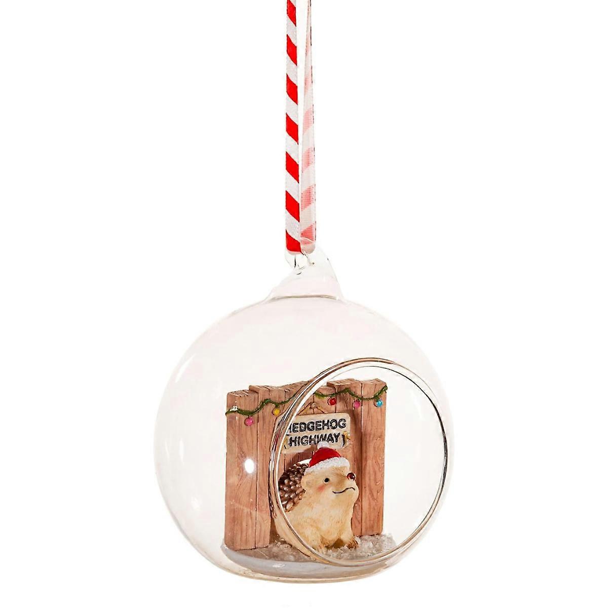 Sass & Belle Glass Hedgehog Highway Christmas Tree Bauble