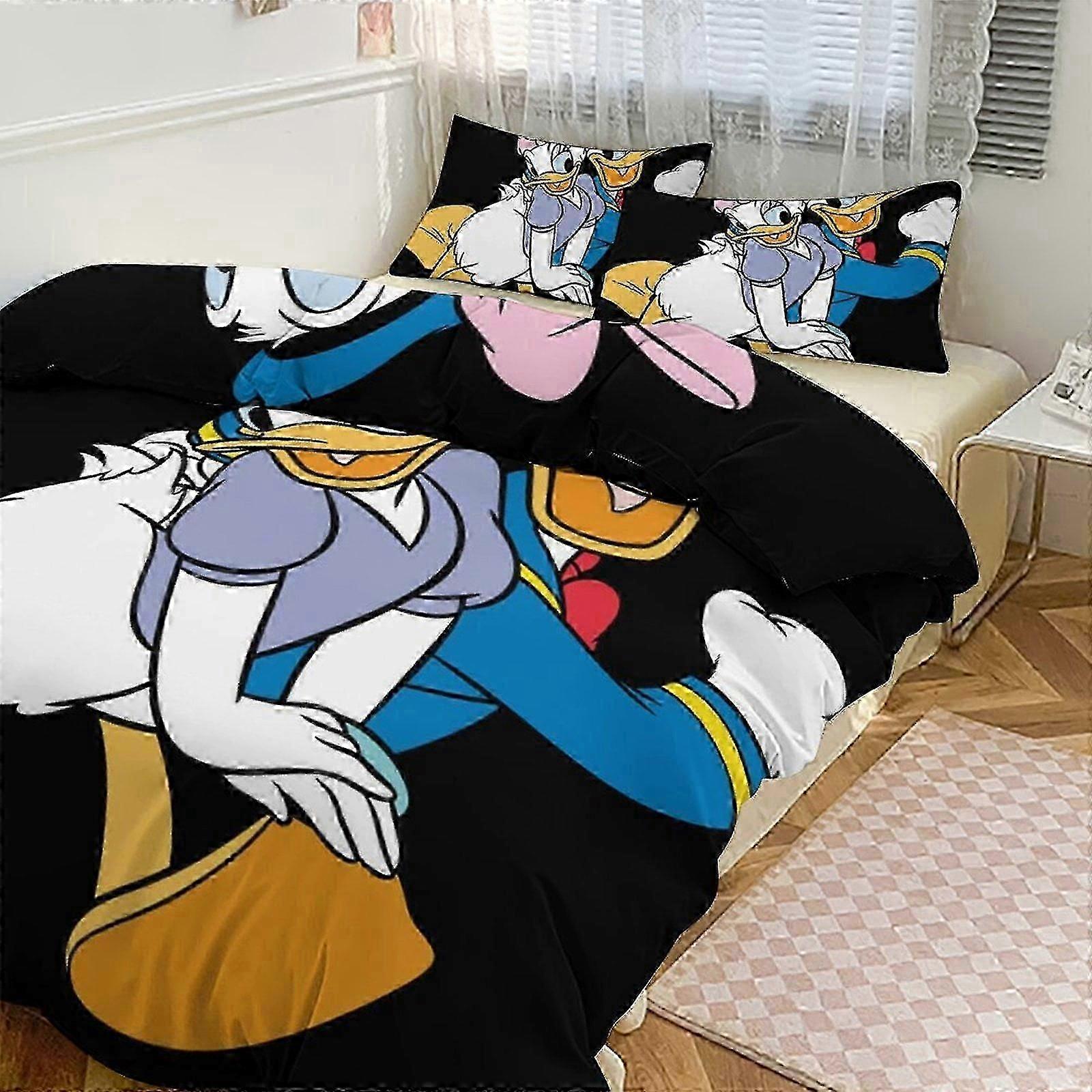 v445 Lakan Daisy Duck Tryck Sängkläder Set Mönster Täcke Cove Set3 stycken Påslakan och örngott för kvinnor Män Tonåringar (1 påslakan och 2 pil