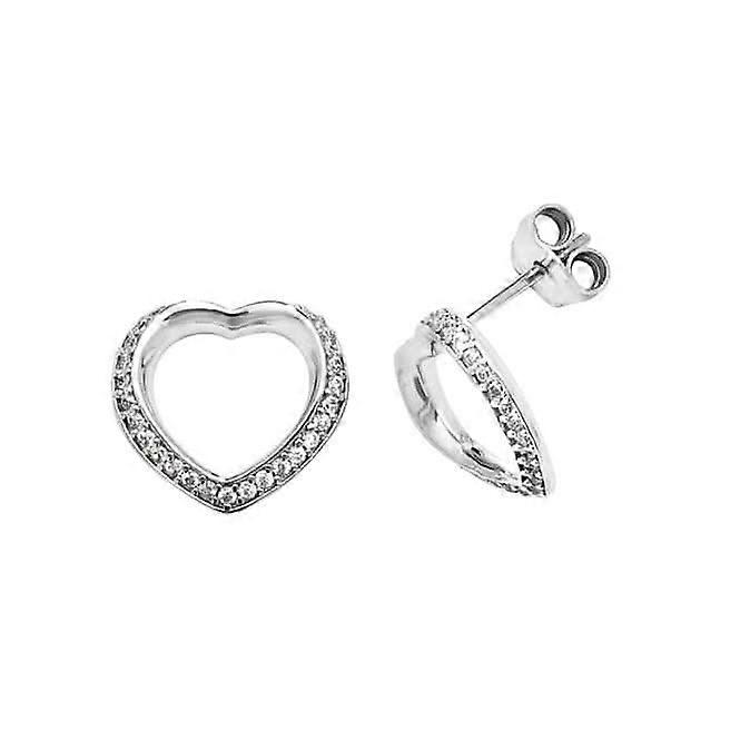 Orecchini a lobo in argento Acotis Cuore Zirconi G51157