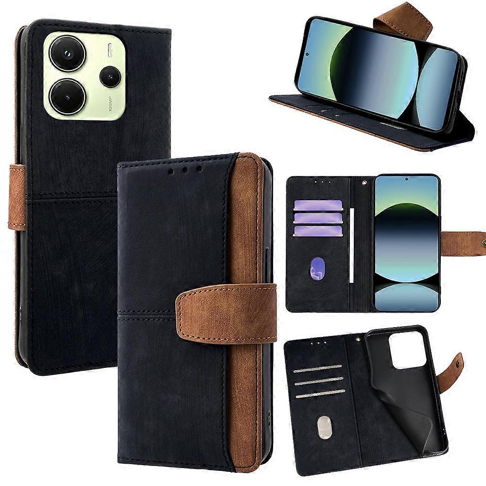 Color Stitching Skin Feel Leather RFID Blocking Phone Case