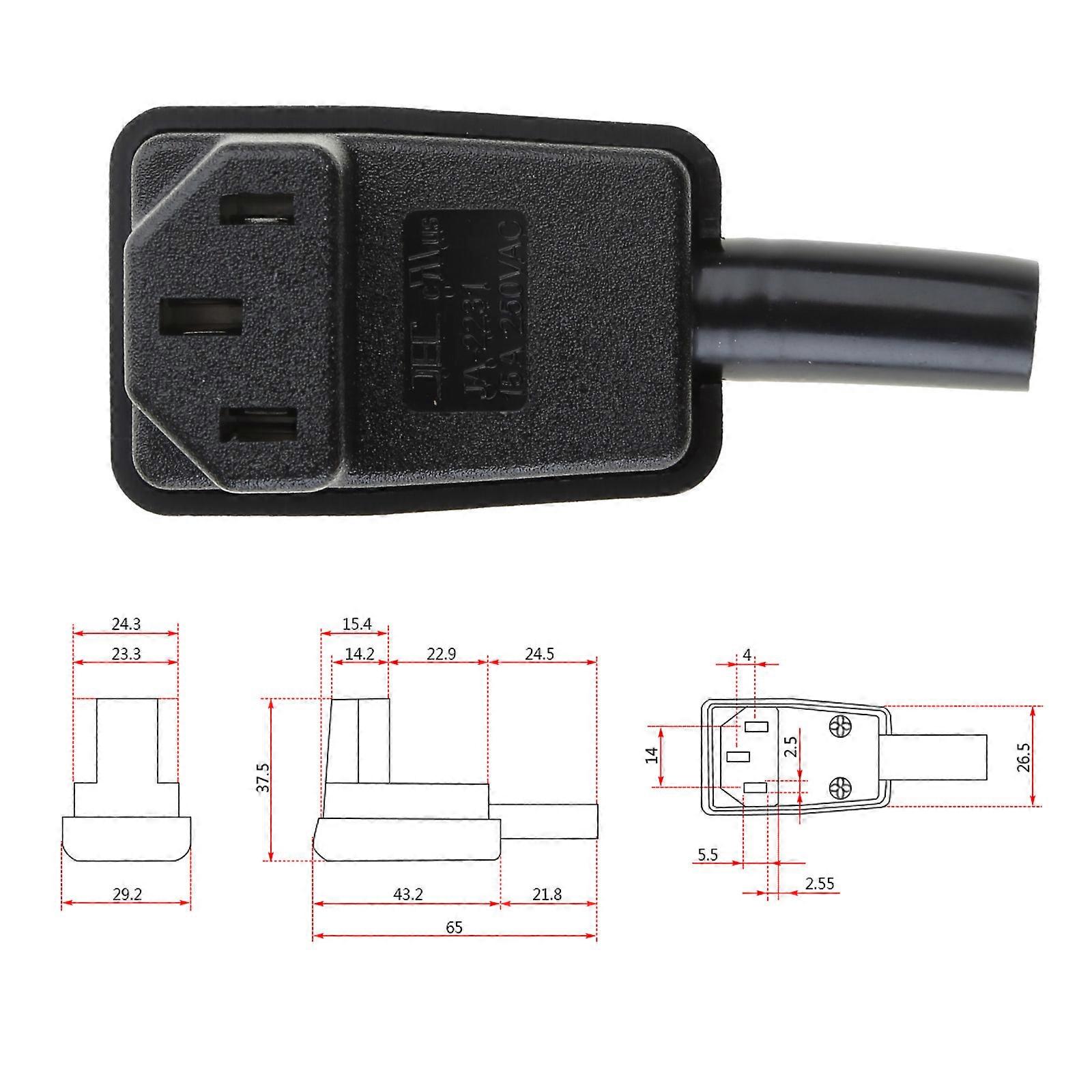 1PC C13 Female Plug Cable Connector 90 Degree Angled IEC 320 AC 10A 250V Power Cord Connecting Plug