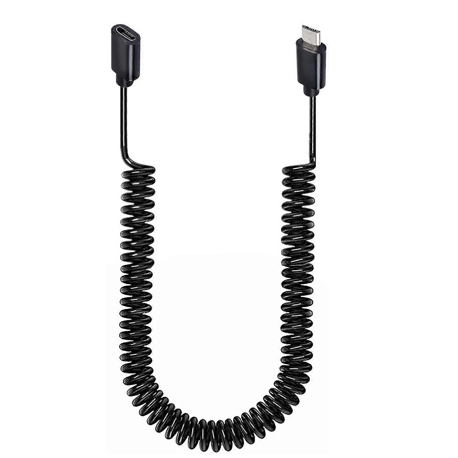 Flexible Micro USB Female to Micro USB Male Cord Signal Stability Transmission Cable 39.37in/118.11in Long Wire  Black
