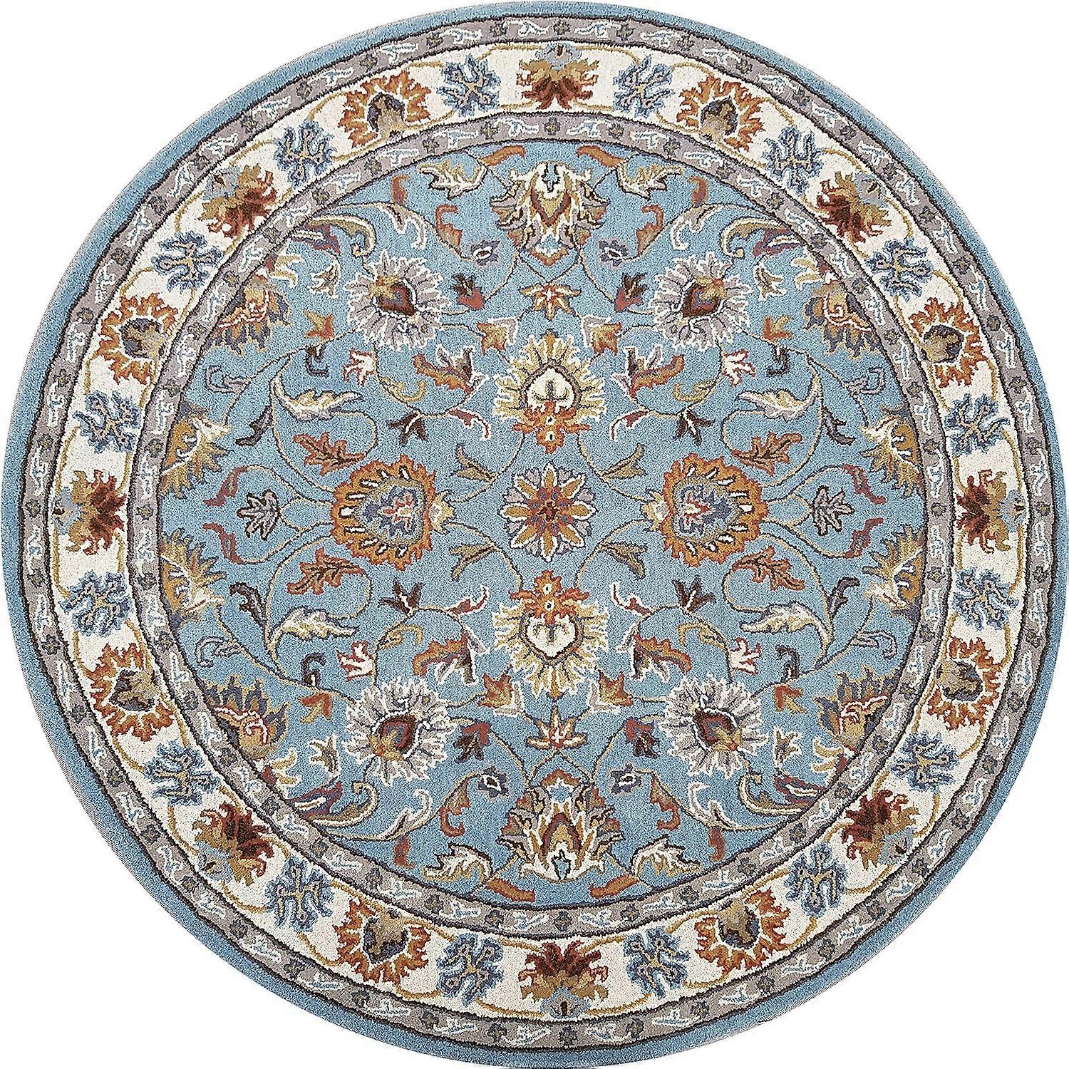 Persian Design Round Table Rug - Soft Blue