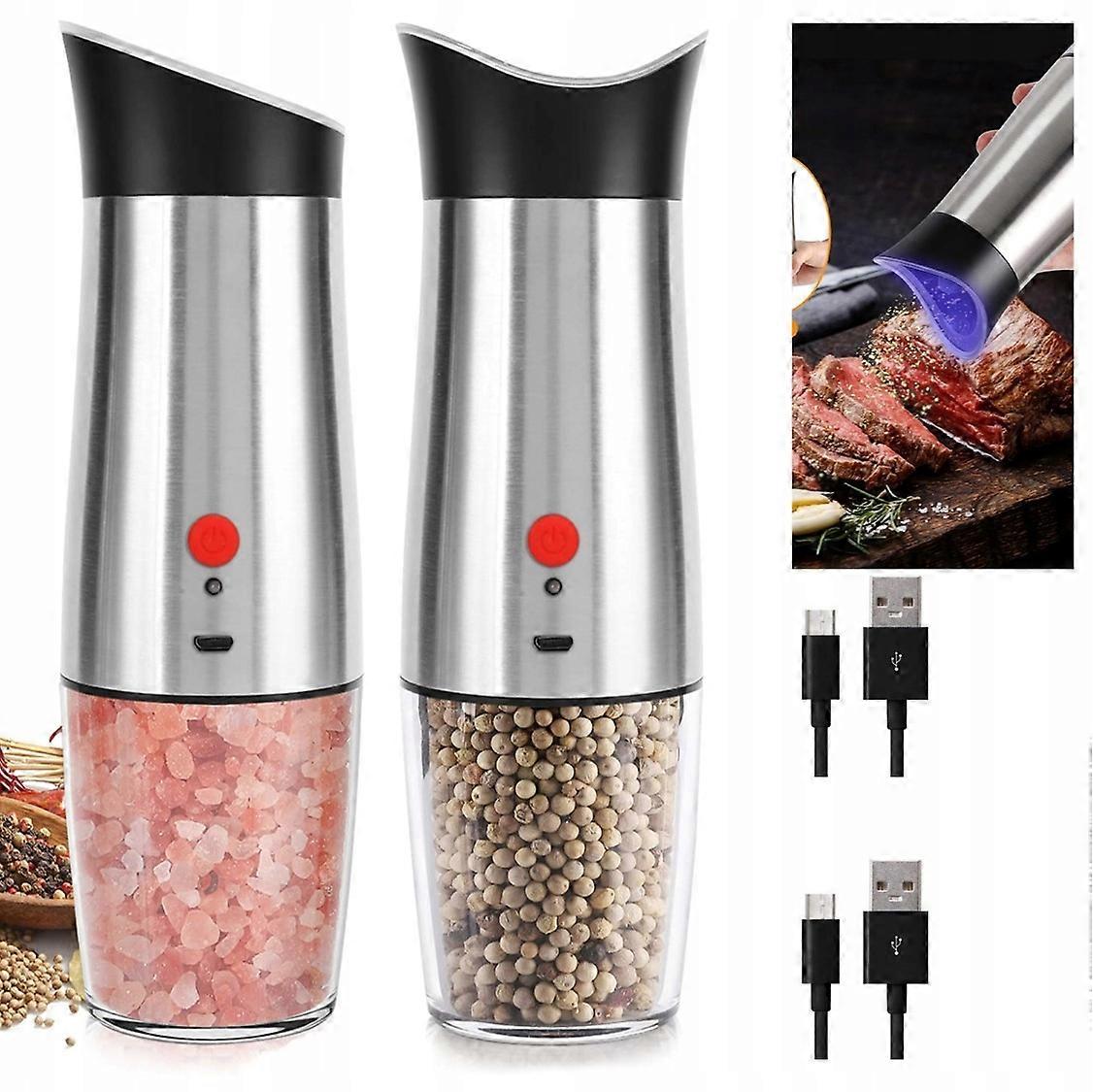 Usb Gravity Salt And Pepper Grinder Set