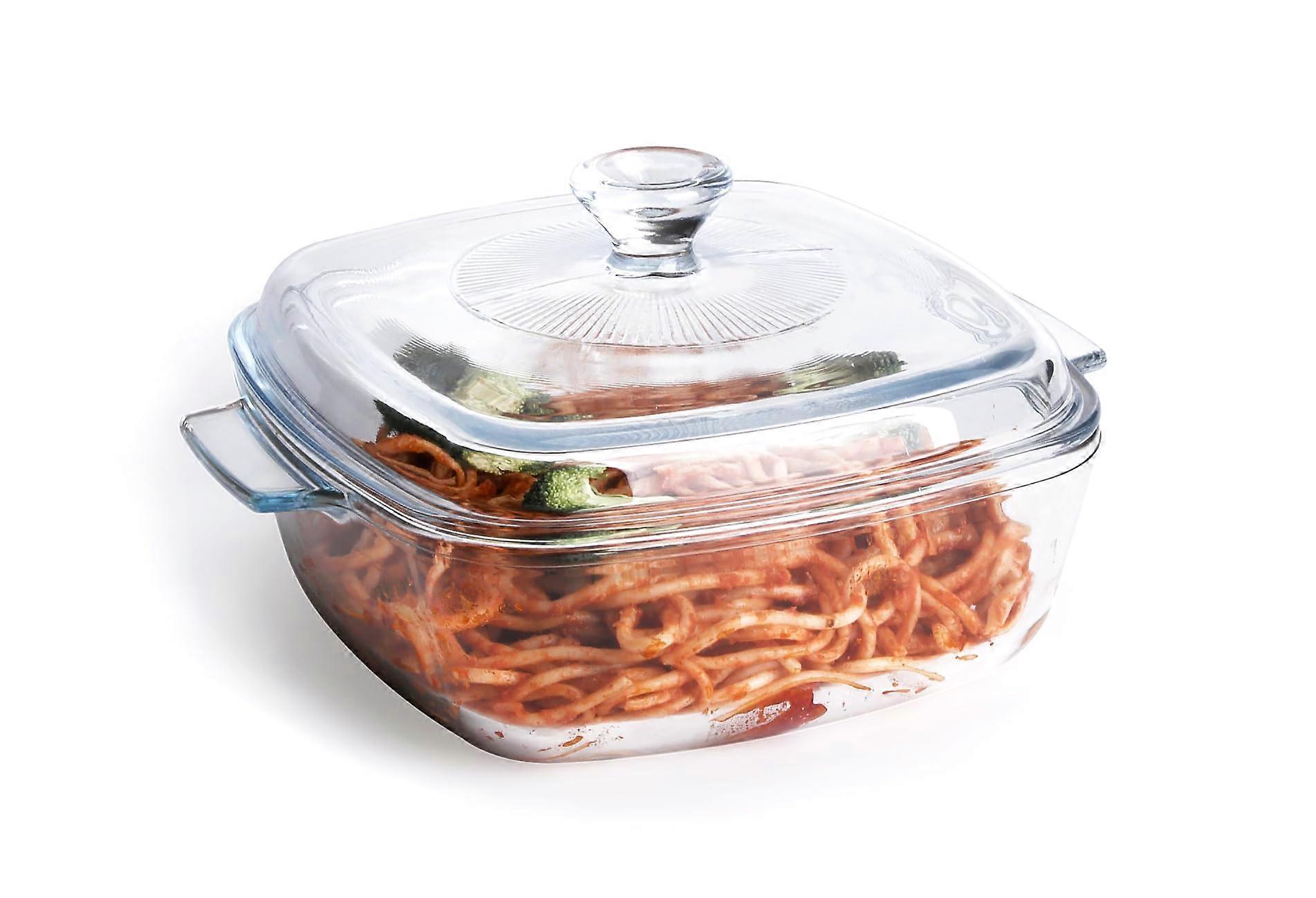 Clear Square Glass Casserole with Lid, 1.2-Quart Baking Dish, Oven Safe, Freezer Safe, Dishwasher Safe, Glass Cover