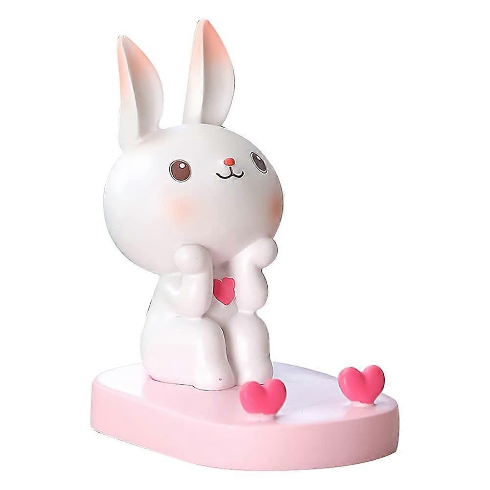 Cartoon Phone Stand Rabbit Resin Desk Holder, Kawaii Bunny Figurine Mount, Compatible With Most Smartphone Models