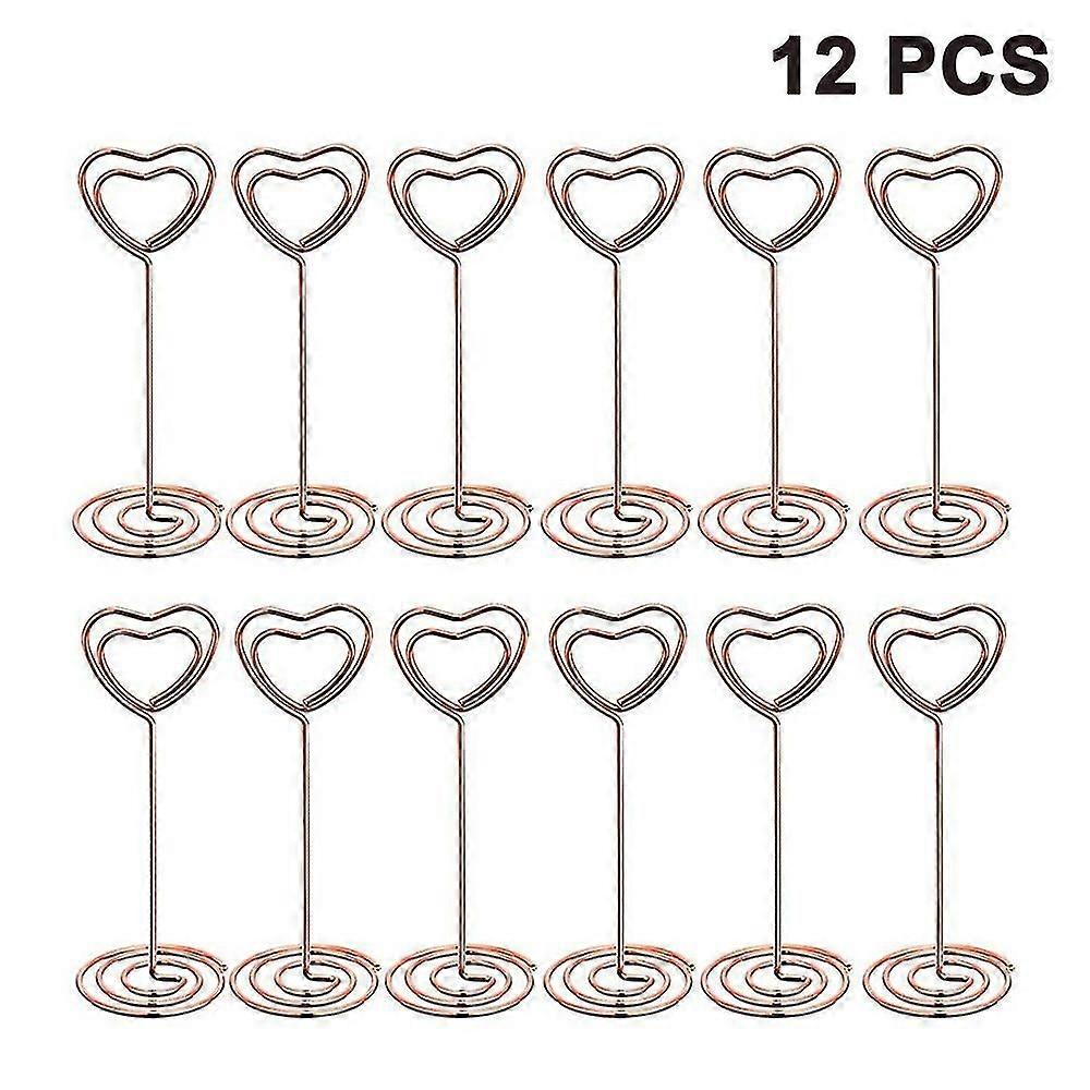 12pcs طويل القامة مكان حامل بطاقة الجدول رقم حامل الجدول حامل بطاقة الجدول عدد يقف مع شكل القلب صورة صورة مذكرة مقاطع