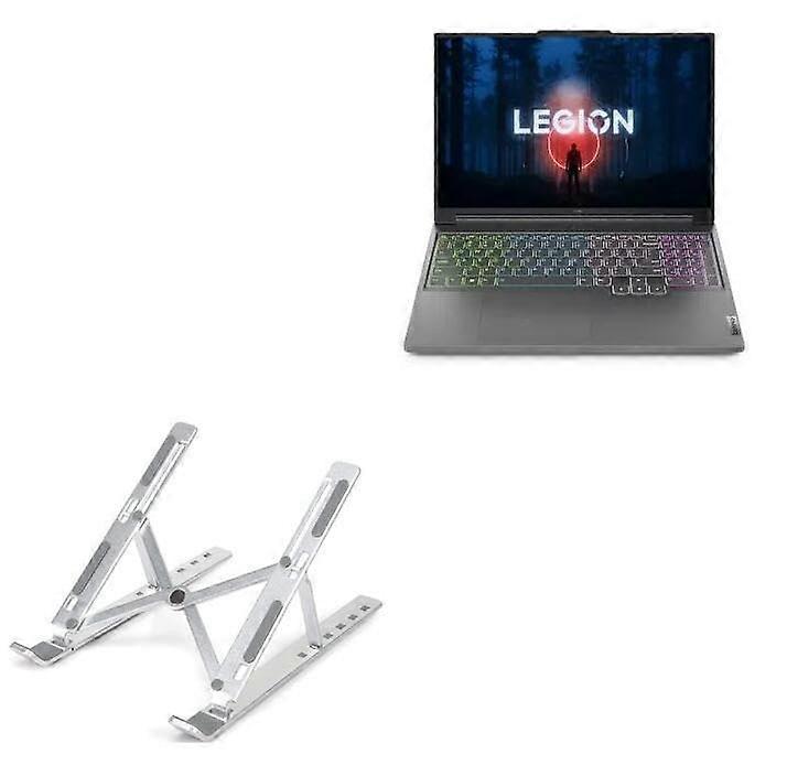 "Stand and Mount for Lenovo Legion Slim 5 AMD RTX 4060 – Compact Foldable QuickSwitch Laptop Stand in Metallic Silver"