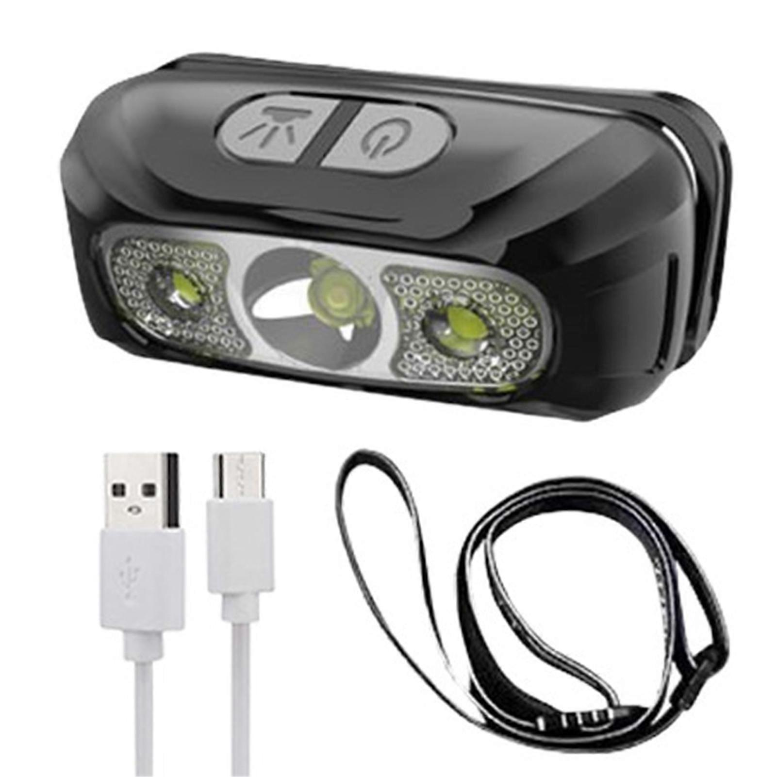 Rechargeable LED Sensor Headlamp Ultra Bright Waterproof for Outdoor Activities Running Hunting Camping