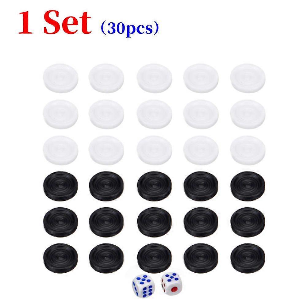 30/60pcs Plastic Black White Checkers Backgammon Chess Pieces with 2 Dice Home Party Table Board Game for Adults Kids Toys