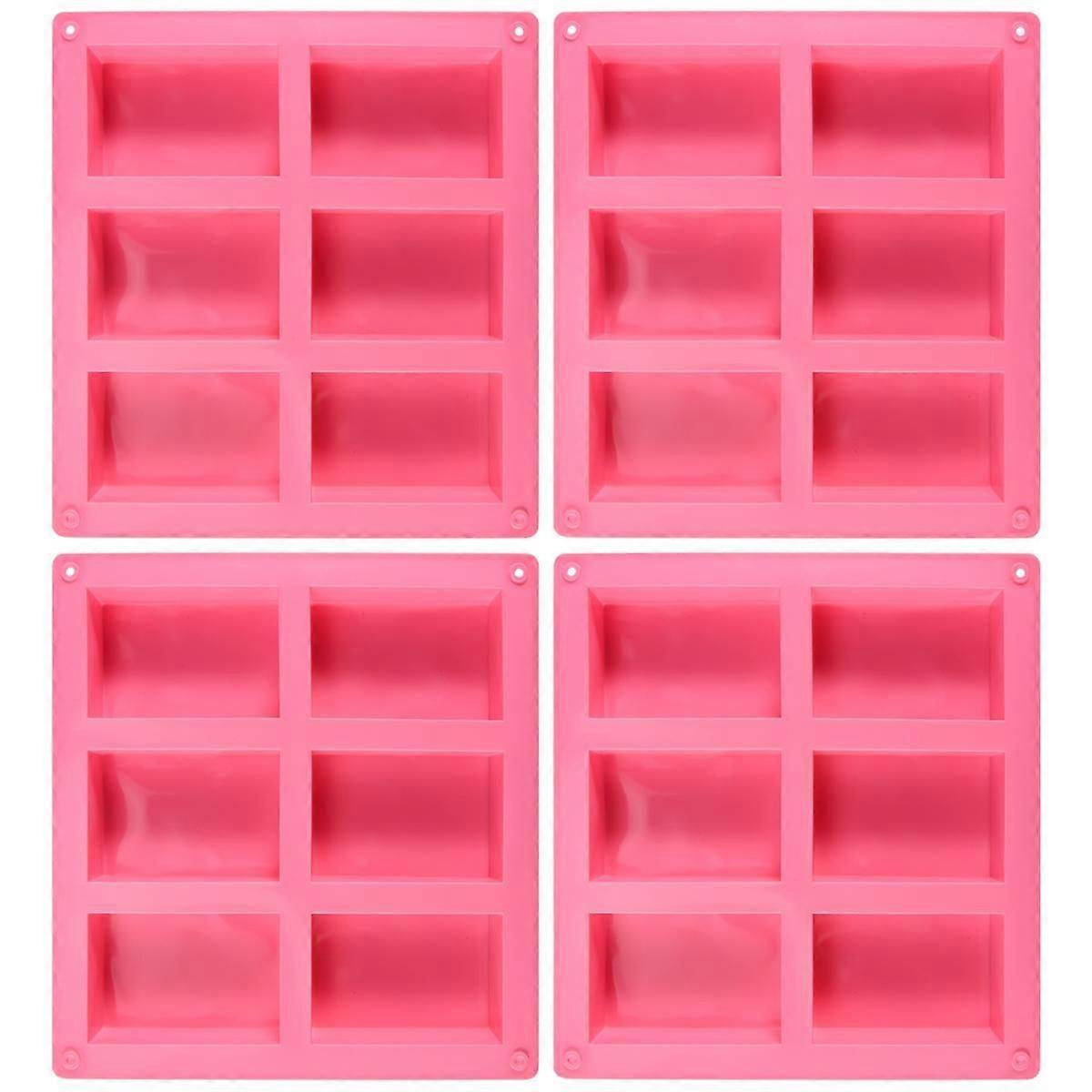 4 Pack Silicone Soap - 6 Cavity Rectangle DIY Soap For Cake, Cupcake, Muffin, Coffee Cake, Pudding and Soap