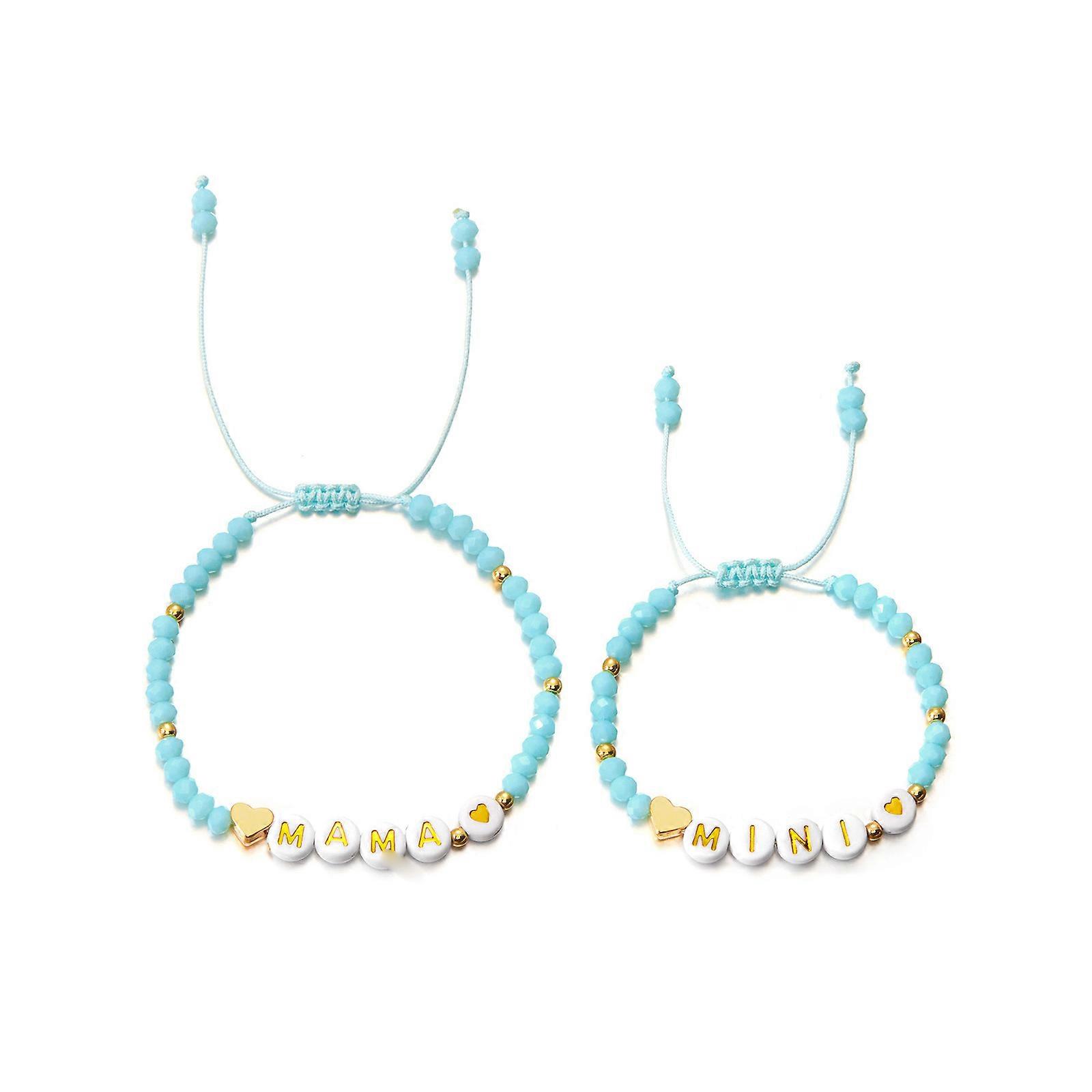 2ピースハートフラワービーズ積み重ね可能なブレスレットピンクまたはブルーの花のハートデザインブレスレットエレガントでスタイリッシュなルックス