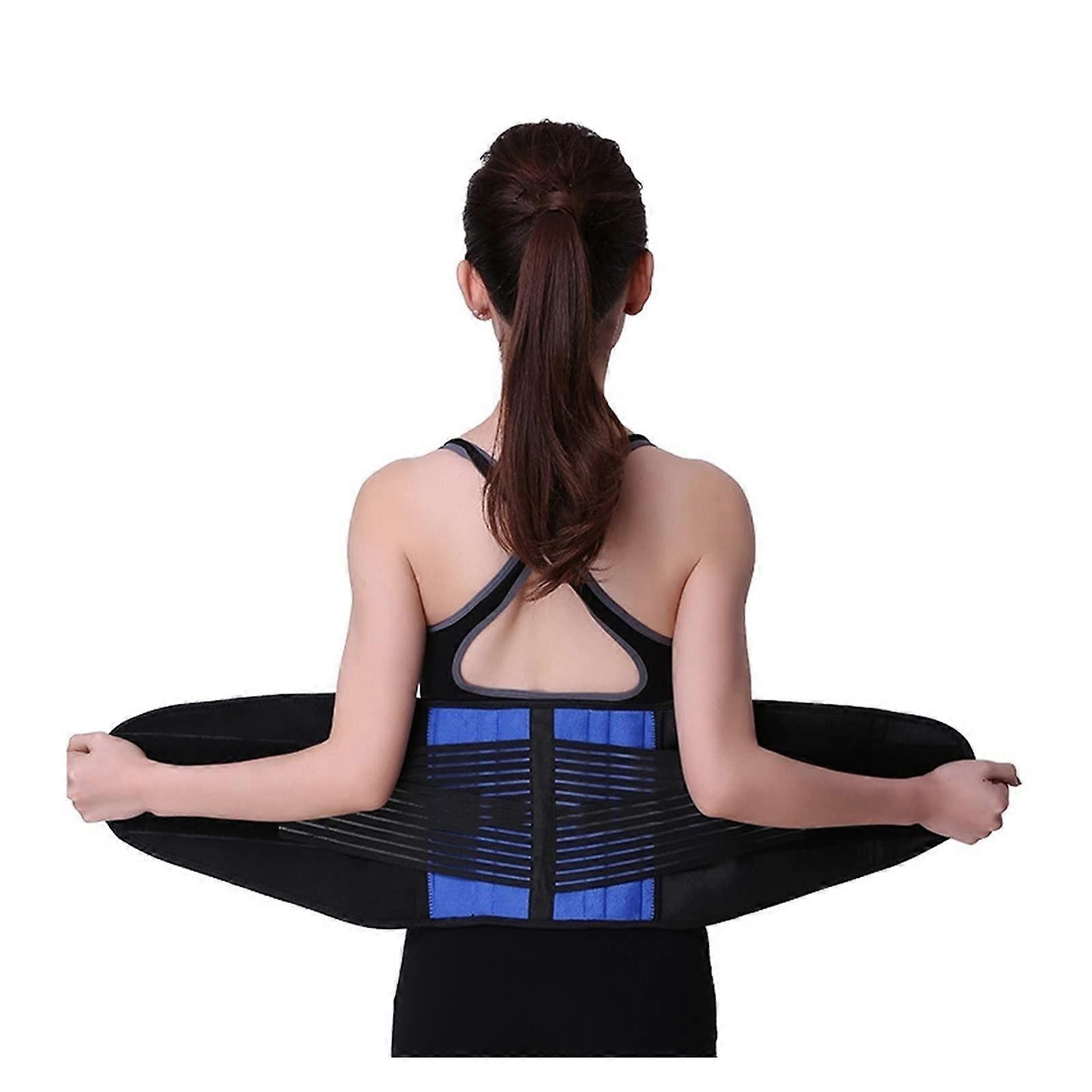 S-6XL Plus Size Lumbar Decompression Belt for Lower Back Support Brace - Unisex Waist Posture Corrector (Blue-3XL)